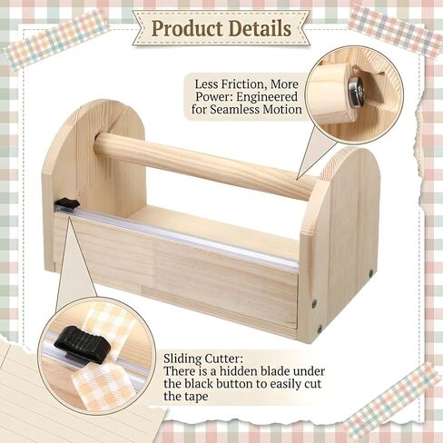 موزع أشرطة لاصقة خشبية، حامل أشرطة خشبية للفنون والحرف اليدوية متعدد الأسطوانات، منظم حامل شريط واشي (قاطع مسنن من الأكريليك) للرسم والمطبخ والمكتب - [لا تتضمن الأشرطة اللاصقة] in Kuwait