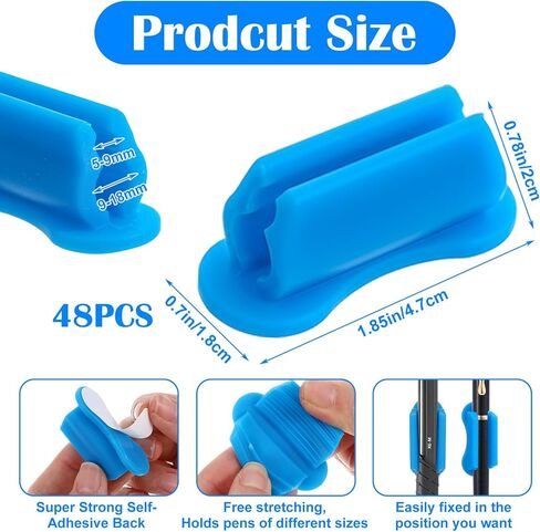 48 Pcs Adhesive Pen Holder, Upgraded Adhesive Pencil Holder for Desk, Flexible Silicone Pencil Holders Grips Clip for Desk Wall Clipboard, Office Classroom Essentials Teacher Supplies ChristmasSmall G in Kuwait