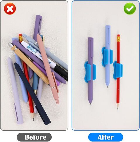 48 Pcs Adhesive Pen Holder, Upgraded Adhesive Pencil Holder for Desk, Flexible Silicone Pencil Holders Grips Clip for Desk Wall Clipboard, Office Classroom Essentials Teacher Supplies ChristmasSmall G in Kuwait