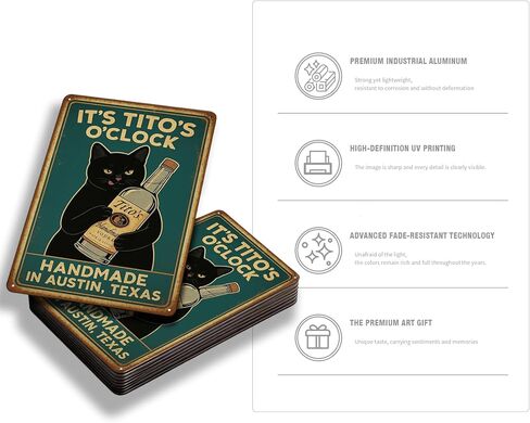 لافتات بار مضحكة IT'S TITO'S O'CLOCK ملصق قطة سوداء رجل كهف علامة بار عتيقة شريط تسجيل جدار ديكور 12 بوصة * 8 بوصة علامات مضحكة للرجل ديكور كهف ملصقات شقة جامعية للرجال هدايا كحولية أشياء رائعة لغرفتك in Kuwait