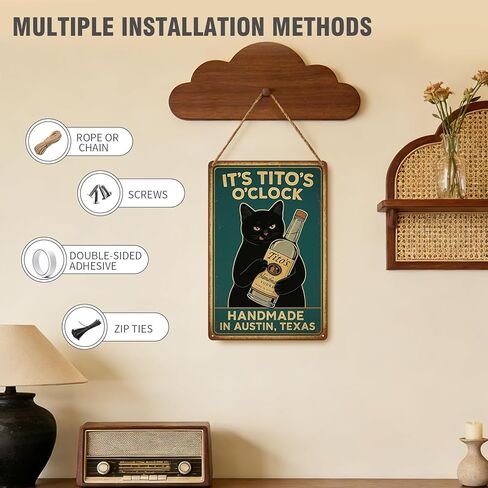 لافتات بار مضحكة IT'S TITO'S O'CLOCK ملصق قطة سوداء رجل كهف علامة بار عتيقة شريط تسجيل جدار ديكور 12 بوصة * 8 بوصة علامات مضحكة للرجل ديكور كهف ملصقات شقة جامعية للرجال هدايا كحولية أشياء رائعة لغرفتك in Kuwait