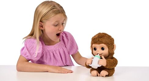 Little Live Pets My Baby Monkey - Adorable pet Monkey with Over 50 Sounds & Reactions. Expressive Moving Mouth. Mango Sucks his Thumb, Feeds from his Bottle, & Hangs from his Hands & feet! in Kuwait