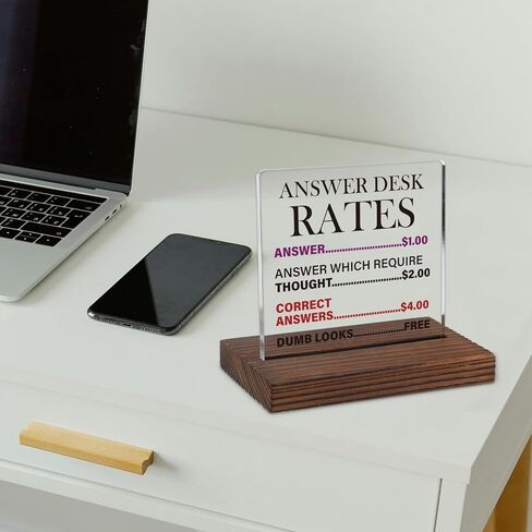 معدلات مكتب الإجابة المضحكة علامة أكريليك لزملاء العمل وزملاء العمل والمشرف ومدير المدير، هدية فكاهة للمعلم المعالج ومستشار إدارة المدرسة، ديكور مكتب ممتع M66 in Kuwait