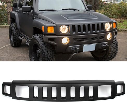 Front Grille Compatible with 2006-2010 Hummer H3 Front Bumper Hood Grille Face Bar Shell Insert Assembly Matte Black Replace for 15834196 HU1200100 in Kuwait