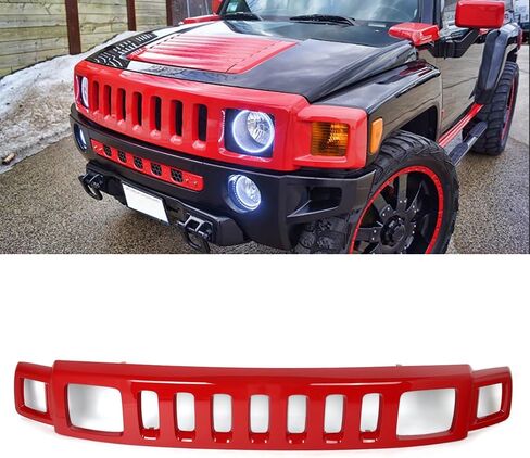 الشبكة الأمامية متوافقة مع 2006-2010 Hummer H3 غطاء المصد الأمامي مصبغة الوجه شريط شل إدراج الجمعية ماتي الأسود استبدال ل 15834196 HU1200100 in Saudi Arabia