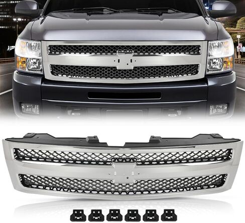 DOTCOM Front Bumper Mesh Grille Insert Compatible with Chevy Silverado 1500 Hybrid 09-13/ Fit Chevy Silverado 1500 XFE 10-13/ Fit Chevy Silverado 1500 LS LT LTZ WT 07-13 25810707, 19303978 Black in Saudi Arabia