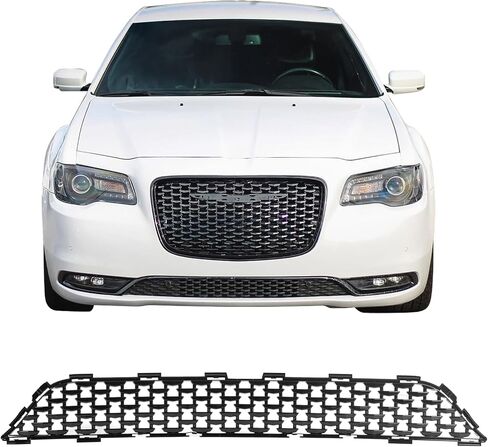 شبكة أمامية علوية من IKON MOTORSPORTS، متوافقة مع جميع موديلات 2015-2023 Chrysler 300، 300S Sport Style أسود غير لامع ABS مشبك بديل للحقن على المصد الأمامي للشواية قطعة واحدة in Saudi Arabia