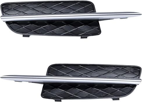Car Front Lower Insert Engine Protect Frame Bumper Grill Fog Light Grilles Cover w/Silver Trim Compatible with BMW X5 E70 2007-2010 Pre-facelift 51117159593, 51117159594 in Kuwait