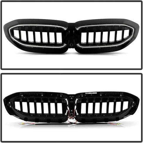 KEEKPO - For 2019-2022 BMW G20 3-Series 330i 20-22 M340i Compatible LED Front Bumper Grill Grille Assembly - Gloss Black in Kuwait