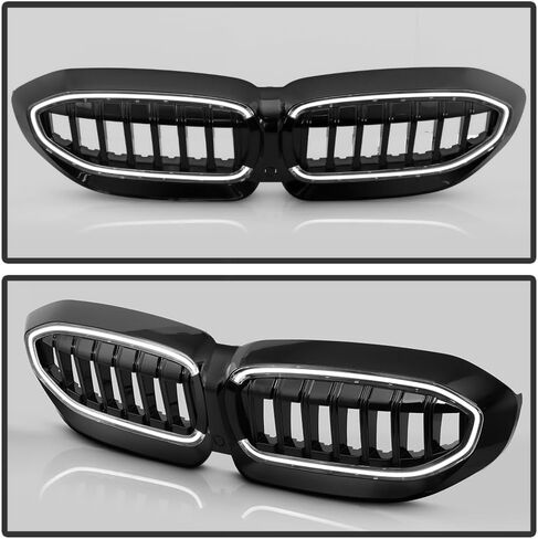KEEKPO - For 2019-2022 BMW G20 3-Series 330i 20-22 M340i Compatible LED Front Bumper Grill Grille Assembly - Gloss Black in Kuwait