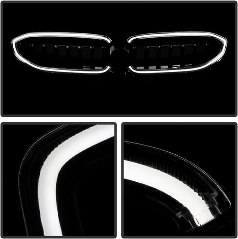 KEEKPO - For 2019-2022 BMW G20 3-Series 330i 20-22 M340i Compatible LED Front Bumper Grill Grille Assembly - Gloss Black in Kuwait