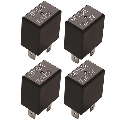 4671168E 72472M 72472V 12V SPDT 5-Pin Mini ISO Relay (4-Pack) - Compatible with Chrysler/Dodge/Jeep/Ram Fuel Pump, Fog lamp, Wiper Circuits - Replaces 04671168 4606409AA 4606418AA 56006846 in Kuwait