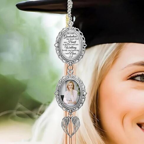 Custom Graduation Tassel with Memorial Photo Charm and Angel Wings, Personalized Tassel Keepsake for Grad Cap 2026, Meaningful Graduation Gift for Him or Her, Idea 1 in Kuwait