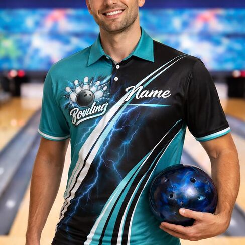 قميص بولو بولينج مخصص، قميص بولينج شخصي ثلاثي الأبعاد للفريق، قمصان بولينج مخصصة مع اسم الفريق، تصميم بولينج للتدخين in Kuwait