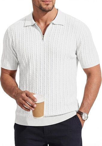 JMIERR Mens Quarter Zip Polo Shirts Summer Knit Textured Casual Short Sleeve Shirt Vacation Lightweight Golf Tops in Saudi Arabia