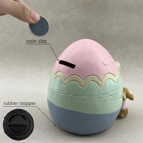Easter Egg House Statue with Rabbit Decor Resin Piggy Bank Figurines Sculptures Birthday Decorative for Spring Party Supplies Home Garden Outdoor Statues, Yard Garden Decorations (Colorful) in Saudi Arabia