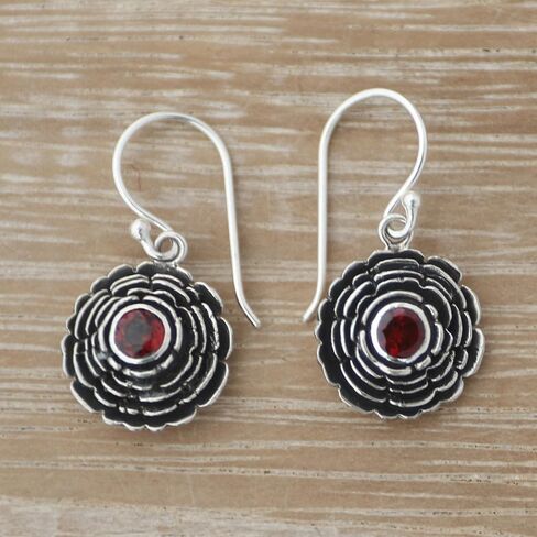 NOVICA Artisan Handmade Birthstone Flowers Dangle Earrings Crafted from Bali Sterling Silver Aquamarine Amethyst Emerald Ruby Sapphire Indonesia Floral mstone [1.2 in L x 0.5 in W x 0.3 in D 1.2 In] in Saudi Arabia