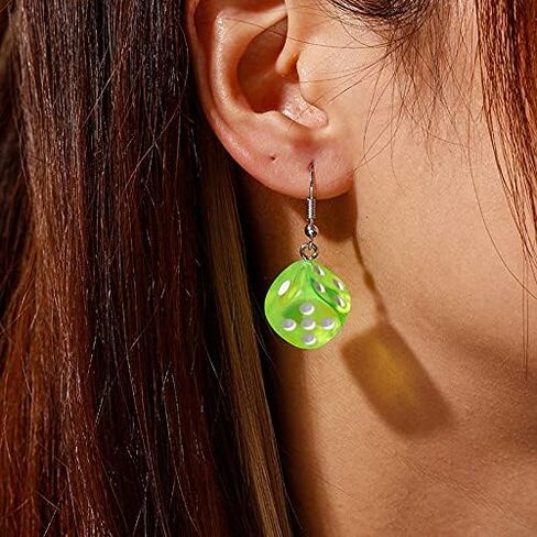 6 Pairs Resin 3D Dice Earrings for Women Cool Funny Cubic Dice Earrings Cute Lifelike Cube Dice Casino Night Club Party Jewelry in Saudi Arabia