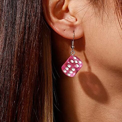 6 Pairs Resin 3D Dice Earrings for Women Cool Funny Cubic Dice Earrings Cute Lifelike Cube Dice Casino Night Club Party Jewelry in Saudi Arabia