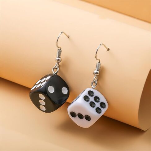 6 Pairs Resin 3D Dice Earrings for Women Cool Funny Cubic Dice Earrings Cute Lifelike Cube Dice Casino Night Club Party Jewelry in Saudi Arabia