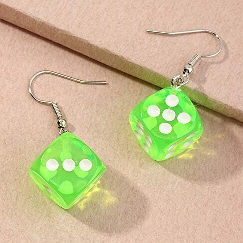 6 Pairs Resin 3D Dice Earrings for Women Cool Funny Cubic Dice Earrings Cute Lifelike Cube Dice Casino Night Club Party Jewelry in Saudi Arabia