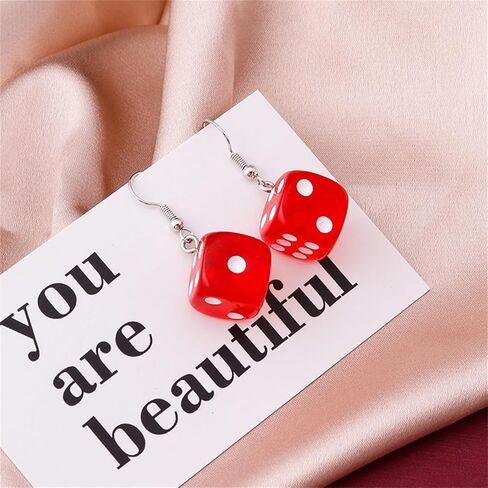 6 Pairs Resin 3D Dice Earrings for Women Cool Funny Cubic Dice Earrings Cute Lifelike Cube Dice Casino Night Club Party Jewelry in Saudi Arabia