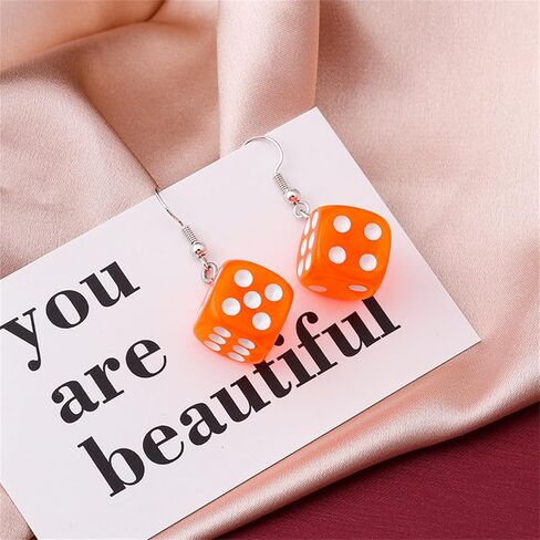 6 Pairs Resin 3D Dice Earrings for Women Cool Funny Cubic Dice Earrings Cute Lifelike Cube Dice Casino Night Club Party Jewelry in Saudi Arabia