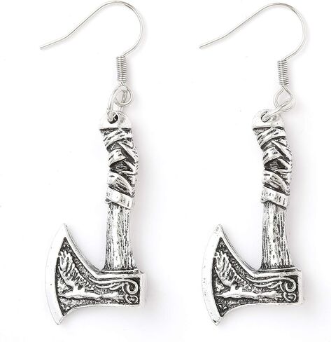 HAQUIL Viking Jewelry Metal Alloy Wolf Raven Axe Talisman Drop Dangle Earrings (AD) in Saudi Arabia