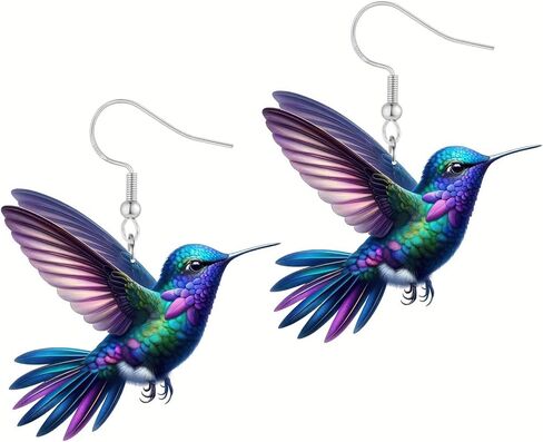 أقراط الطائر الطنان للنساء، أقراط متدلية من الفضة الإسترلينية لا تسبب الحساسية، Arete de colibrí، طائر مبتكر ملون لطيف ثنائي الأبعاد، مجوهرات عصرية من الأكريليك على شكل قطرة حيوانية متدلية in Saudi Arabia