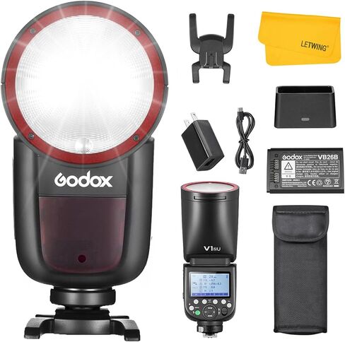 Godox V1C V1-C U Round Head Camera Flash for Canon, 2.4G TTL Godox V1 Canon Speedlite 1/8000s HSS Flash, Rechargable Li-ion Battery, 480 Full Power Shots, LED Modeling Lamp(USA Version) in Saudi Arabia