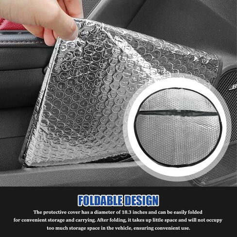 Steering Wheel Cover Sun Shade, Steering Wheel Protector, 18.11" x 18.11" Anti-Heat Aluminum Foil Auto Interior Protector, Reflective Heat Insulation Cooling Protective Cover for Most Vehicles in Kuwait