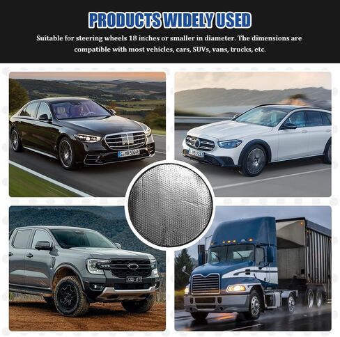 Steering Wheel Cover Sun Shade, Steering Wheel Protector, 18.11" x 18.11" Anti-Heat Aluminum Foil Auto Interior Protector, Reflective Heat Insulation Cooling Protective Cover for Most Vehicles in Kuwait