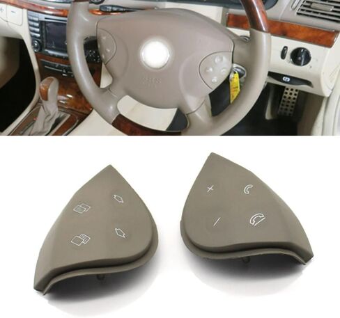 2PCS Steering Wheel Control Switch Button Cover, Multi-function Steering Accessories Caps Key Repair Kit Replacement For Mercedes Benz E G CLK CLS Class W211 W463 W209 W219 (Yellow) in Saudi Arabia