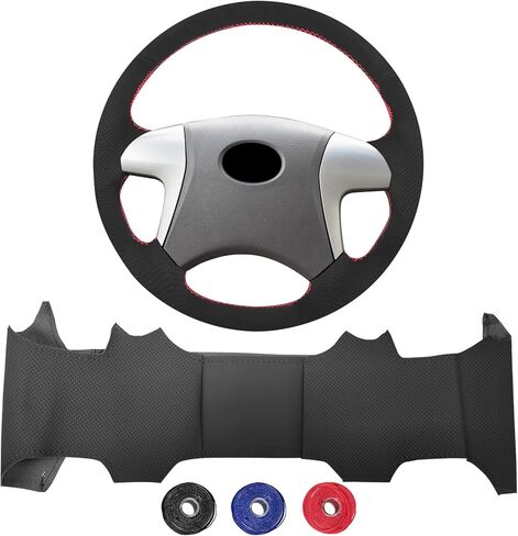Microfiber Leather Hand Sewn Steering Wheel Cover Compatible with Toyota Camry 2010 Camry XLE 2017 Highlander 2008-2011 Hilux 2012 Hilux Invincible 2014 DIY Steering Wheel Protector On Wrap in Kuwait