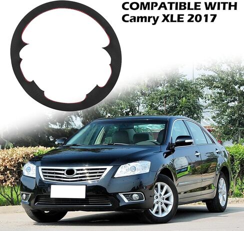 Microfiber Leather Hand Sewn Steering Wheel Cover Compatible with Toyota Camry 2010 Camry XLE 2017 Highlander 2008-2011 Hilux 2012 Hilux Invincible 2014 DIY Steering Wheel Protector On Wrap in Kuwait