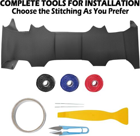 Microfiber Leather Hand Sewn Steering Wheel Cover Compatible with Toyota Camry 2010 Camry XLE 2017 Highlander 2008-2011 Hilux 2012 Hilux Invincible 2014 DIY Steering Wheel Protector On Wrap in Kuwait