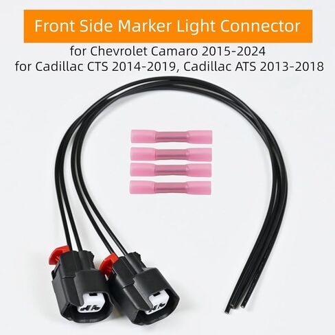 2PCS Front Side Marker Light Connector Pigtail fit for Chevrolet Camaro 2015-2024 Cadillac CTS 2014-2019 Cadillac ATS 2013-2018, Plug Wiring Harness in Saudi Arabia