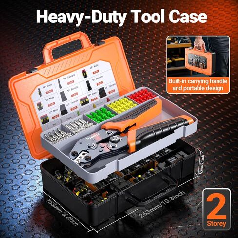 Ratchet Crimping Tool Kit with Crimper,18–14 AWG Wire Crimper, IP67 Waterproof Automotive Electrical Connectors 1/2/3/4/5 Pin & Terminal Removal Tools for Motorcycle, Marine, Boat in Kuwait