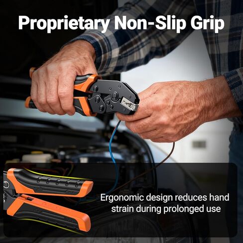 Ratchet Crimping Tool Kit with Crimper,18–14 AWG Wire Crimper, IP67 Waterproof Automotive Electrical Connectors 1/2/3/4/5 Pin & Terminal Removal Tools for Motorcycle, Marine, Boat in Kuwait