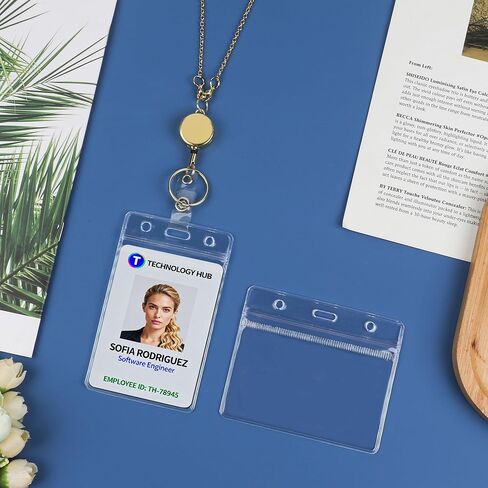 Satrry 3 in 1 Set Gold Retractable Lanyards for ID Badges Cute Cruise Necklace Chain Lanyard with ID Holder Water Resistant Reel Clip Chain for Women Teacher (Closely Spaced) in Saudi Arabia
