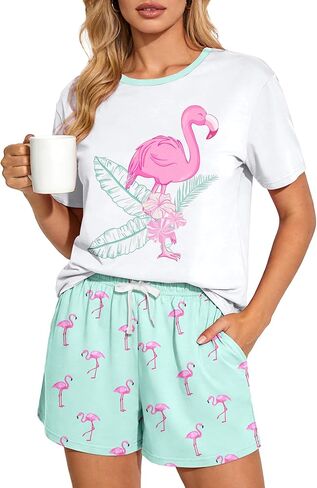 Womens Pajama Sets Short Sleeve Summer Pajamas for Women Comfy Sleep Set with Pockets Cute Pjs 2 Piece Lounge Set in Saudi Arabia