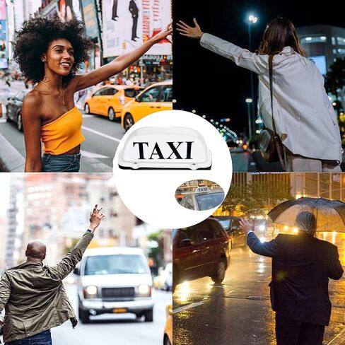 Upgraded Version 3.0 App Control Remote Taxi Sign Logo Cab Top Light Roof USB Rechargeable Battery Colorful Light with Magnetic Base White Sheel Driver Gift in Kuwait
