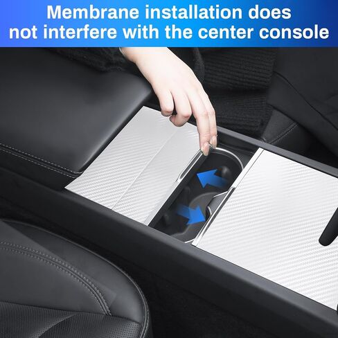 طقم تغليف وحدة التحكم المركزية لـ Tesla Model Y Juniper 2025 2026 Model 3 Highland 2024 2025 2026 ملصقات واقية لوحدة التحكم المركزية غطاء ديكور مقاوم للخدش، ألياف الكربون الأبيض in Kuwait