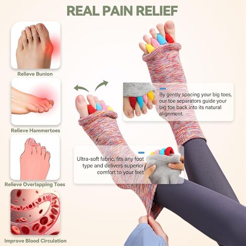 Toe Separator Socks for Yoga Women Men, Bunion Corrector Spacers Socks for Pain Relief & Circulation Improvement in Saudi Arabia
