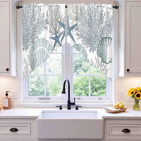 28x36Inch Wildflower Meadow Floral Swag Valance Curtain Rustic Farmhouse Spring Flowers Window Treatment Tiers Topper Decor Living Room Bedroom Kitchen Drape 2 Panels in Saudi Arabia