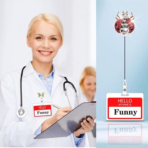 5Pcs Glitter Crystal Nurse Badge Reel Retractable Cute Bling Rhinestone Animal Butterfly Bear Flower Badge Holder Clip Gifts Nursing Student Medical Social Worker CNA RN ID Card Accessories in Saudi Arabia
