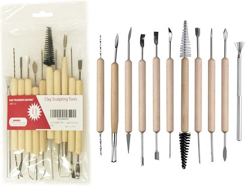 S & E TEACHER'S EDITION 6 Pcs Pottery & Clay Sculpting Tools, Double-Sided, Smooth Wooden Handles. in Saudi Arabia