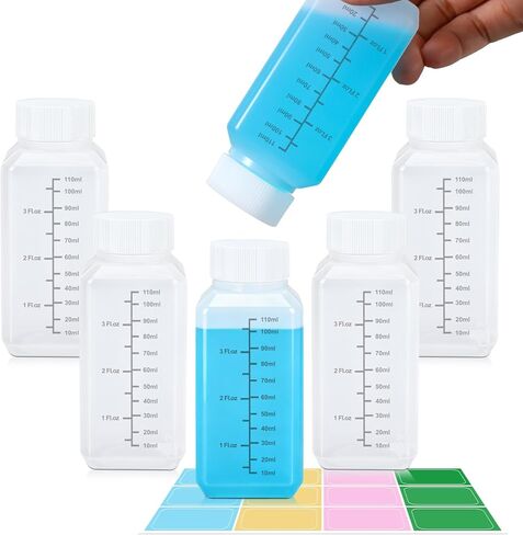 Premium Plastic Bottles with Lids -6 Pack 4oz Small Travel Containers, Leak-Proof Squeeze Bottles for Liquid, Pill, Water Storage, Clear Empty Containers with Caps in Kuwait