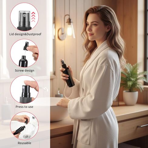 SHENLIU 30 عبوة من زجاجات الرش الفارغة السوداء سعة 118 مل مع غطاء، زجاجات رش رذاذ بلاستيكية دقيقة محمولة صغيرة قابلة لإعادة الملء حاوية سائلة لتنظيف العطور والزيوت العطرية in Kuwait