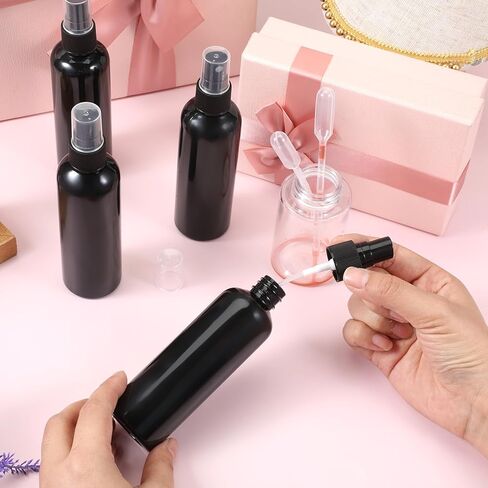 SHENLIU 30 عبوة من زجاجات الرش الفارغة السوداء سعة 118 مل مع غطاء، زجاجات رش رذاذ بلاستيكية دقيقة محمولة صغيرة قابلة لإعادة الملء حاوية سائلة لتنظيف العطور والزيوت العطرية in Kuwait
